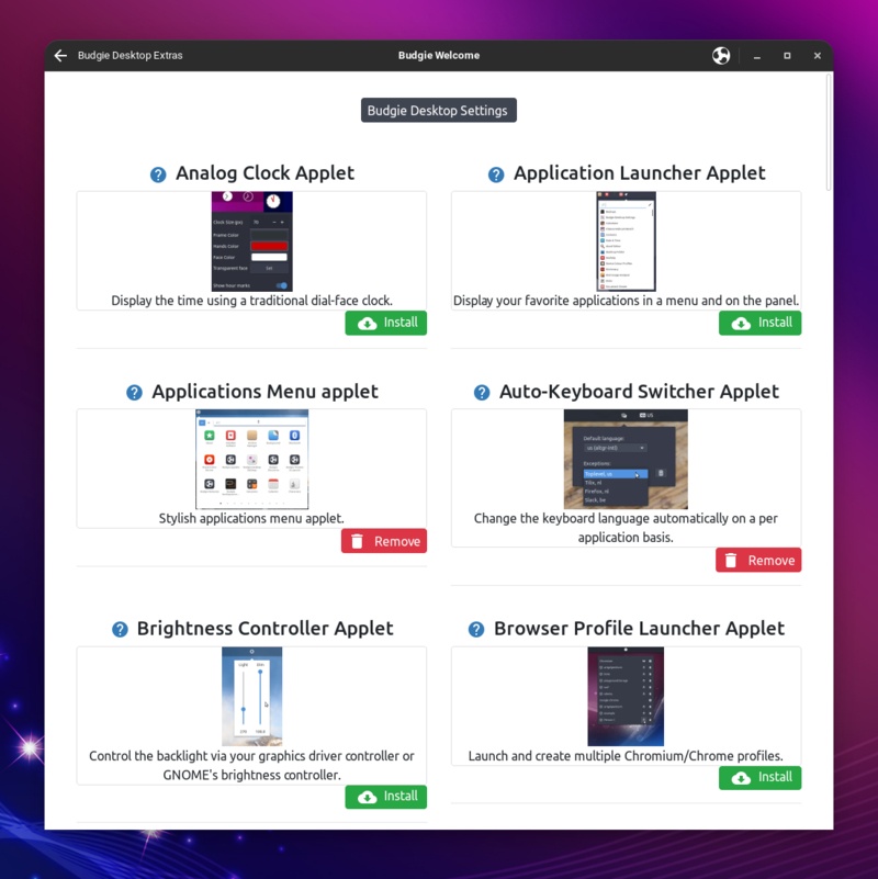 Ubuntu Budgie Welcome Extras Section